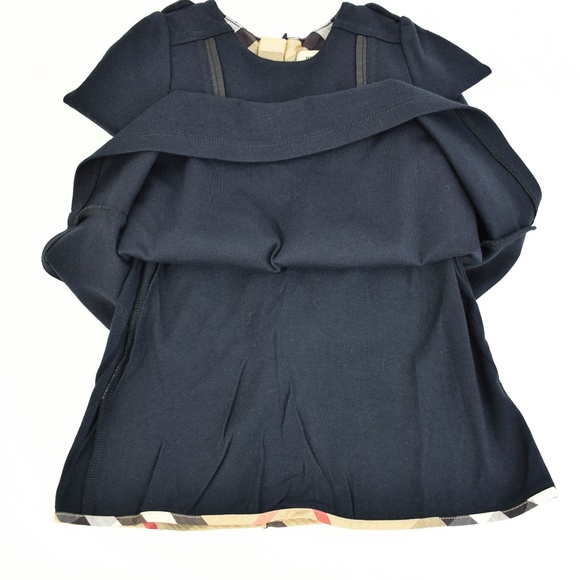 BURBERRY Navy Blue Logo & Nova Check Dress - Picture 5 of 8